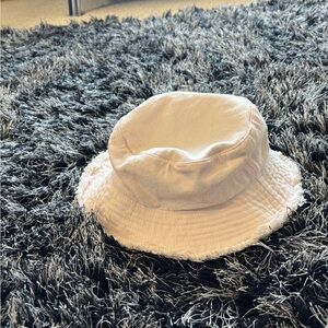 light pink fuzzy bucket hat